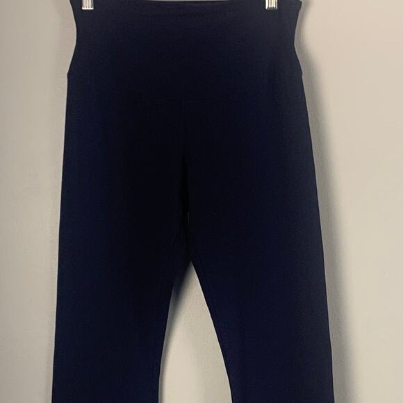 Yummie Navy Blue Cotton Stretch Yoga Pants with Wide Legs Size Medium - Picture 3 of 12